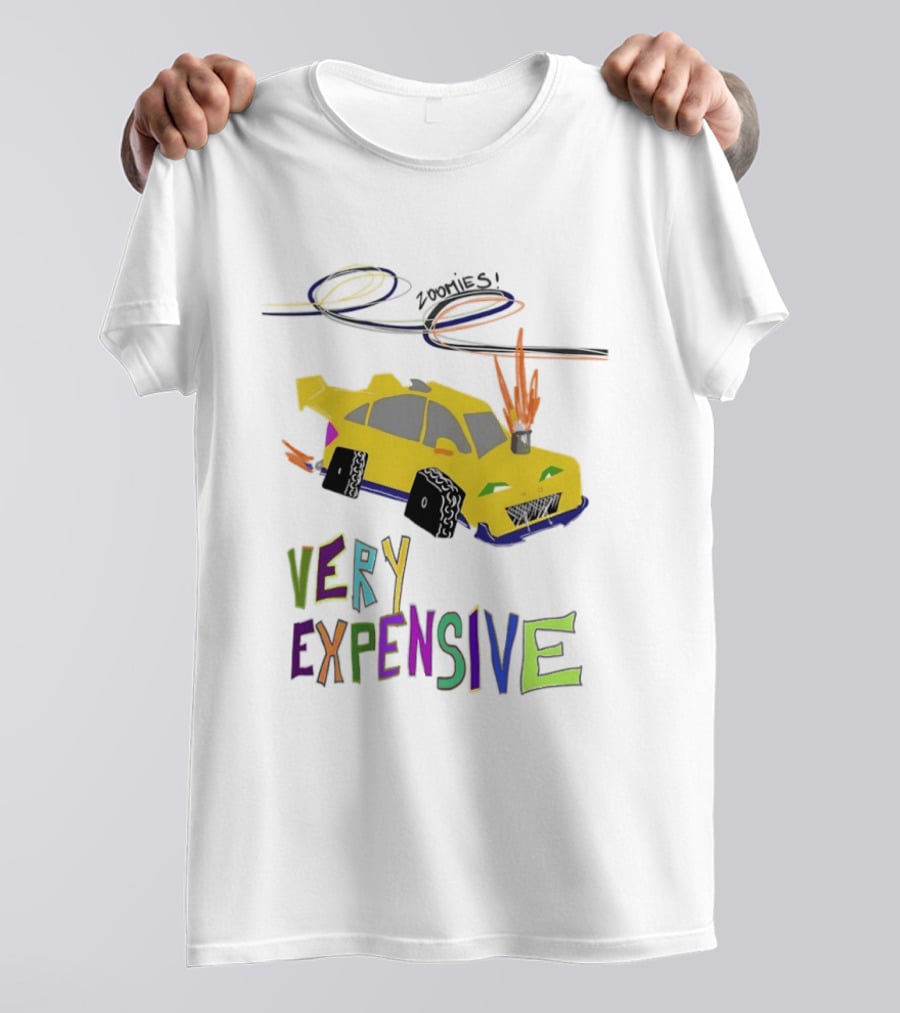 Zoomies Funky Automotive Very Expensive Car Flames Colorful T-Shirt