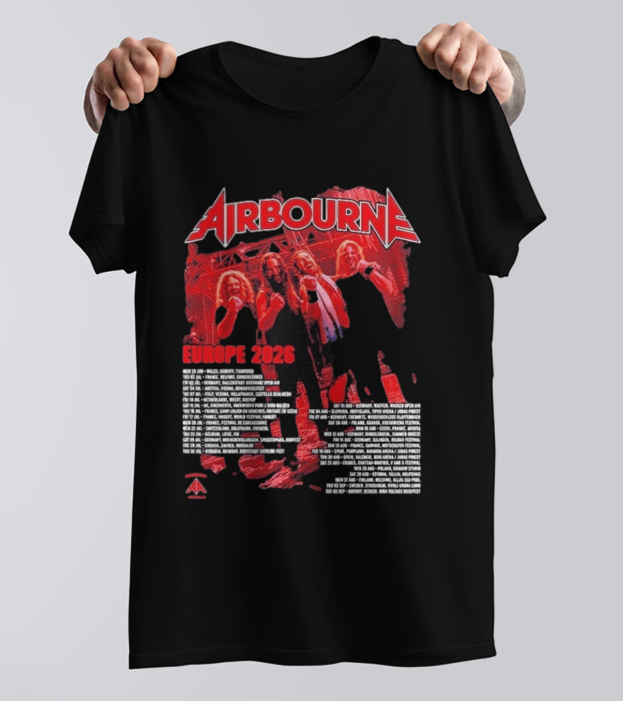 Airbourne Get Gutsy Europe 2026 Tour Dates And Cities T-Shirt