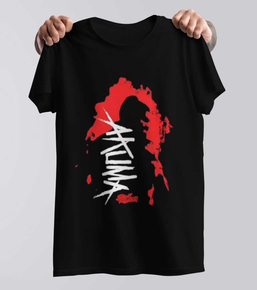 Akuma Street Fighter Red And White Brushstroke T-Shirt