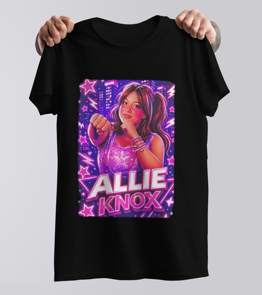 Allie Knox Retro Neon City Lights Style With Stars T-Shirt