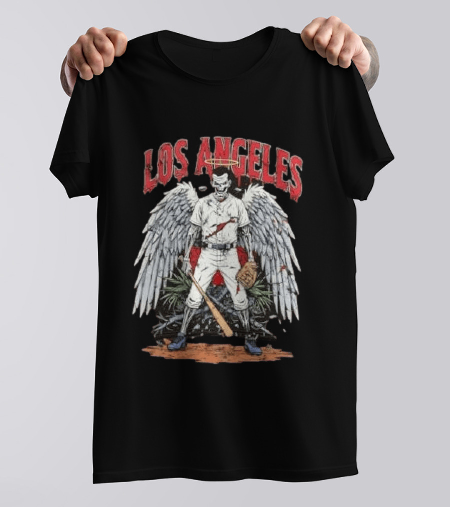 LOS ANGELES Angelic Baseball Player With Wings And Halo T-Shirt