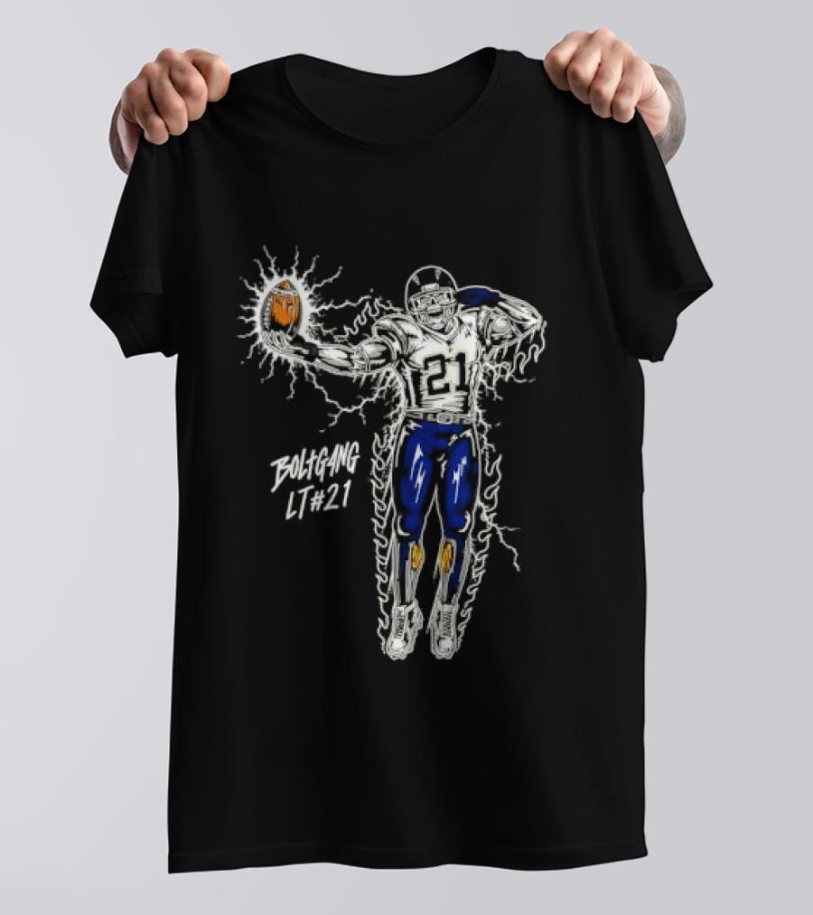 Boltgang LT 21 Skeleton Football Player Lightning Charge T-Shirt
