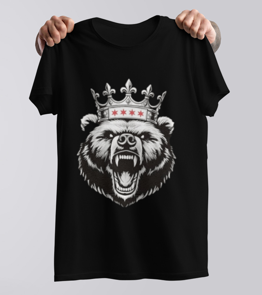Chicago Bear Crown Four Stars Fleur De Lis T-Shirt