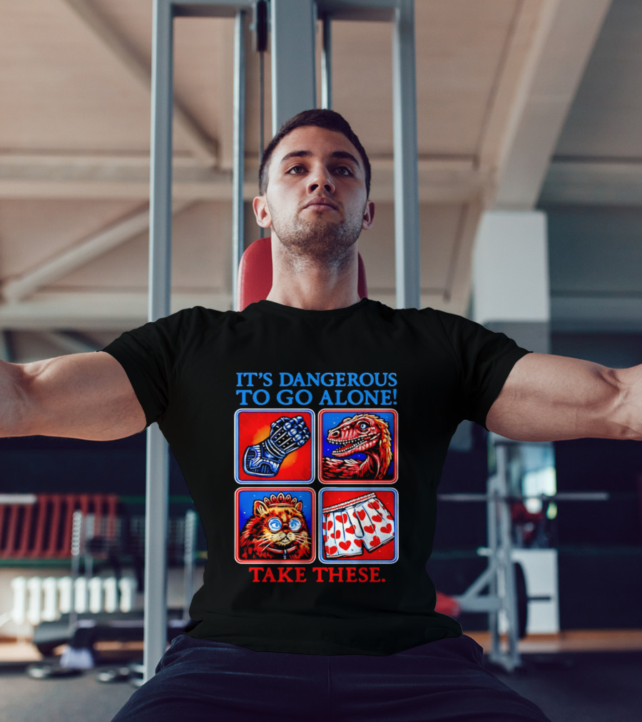 It's Dangerous To Go Alone Take These Gauntlet Raptor Cat Heart Boxers T-Shirt