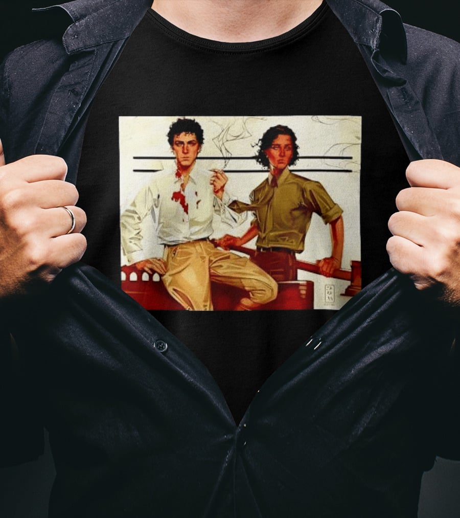 JAPH Two Men Smoking With Bloodstain T-Shirt