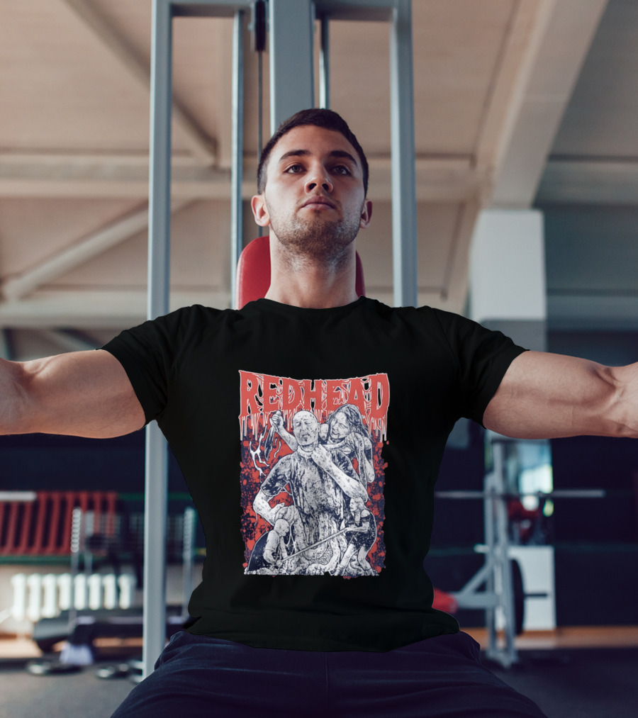 Red Head Horror Gruesome Comic Style Bloodied Figures T-Shirt