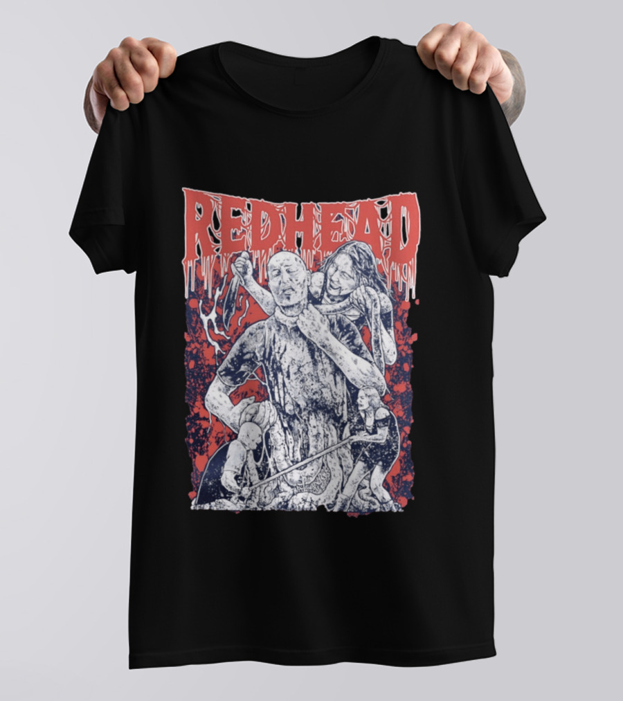 Red Head Horror Gruesome Comic Style Bloodied Figures T-Shirt