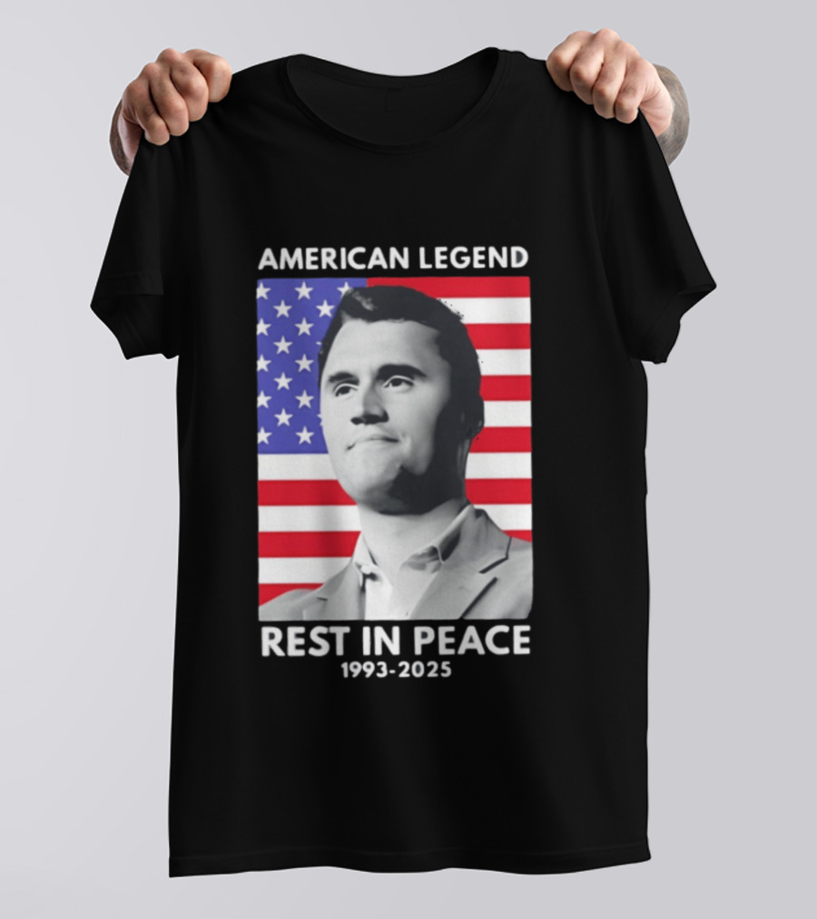 American Legend Rest In Peace Charlie Kirk 1993 2025 USA Flag T-Shirt
