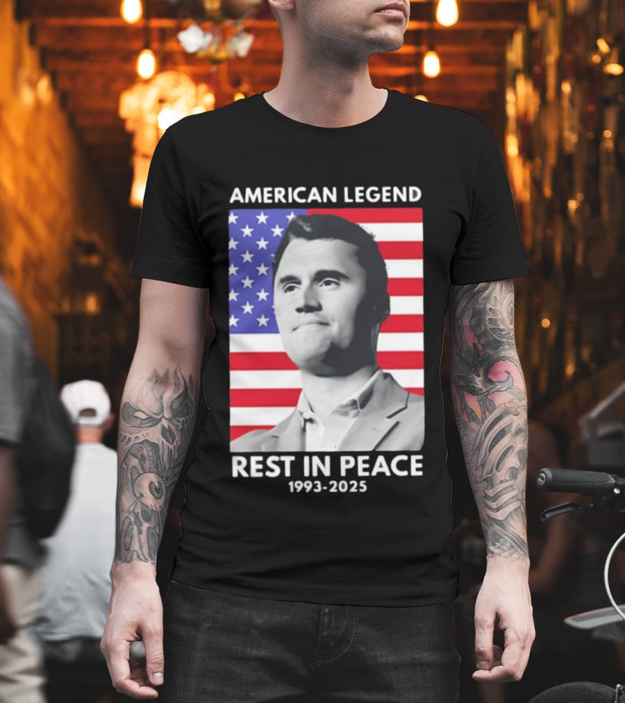 American Legend Rest In Peace Charlie Kirk 1993 2025 USA Flag T-Shirt