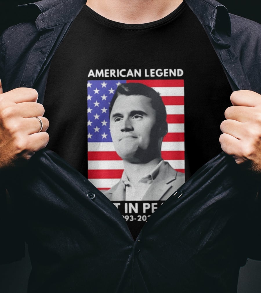 American Legend Rest In Peace Charlie Kirk 1993 2025 USA Flag T-Shirt