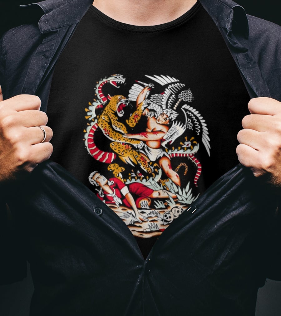 Doomsday Battle Angel Versus Mythical Beast In Combat Scene T-Shirt