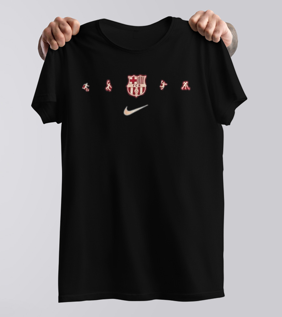 FC Barcelona 50 European Cups FCB Crest And Nike Swoosh Soccer Players T-Shirt