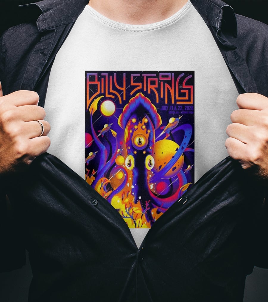 Billy Strings Boston MA July 21 22 2026 Live Agganis Arena Event Psychedelic Cosmic Squid T-Shirt