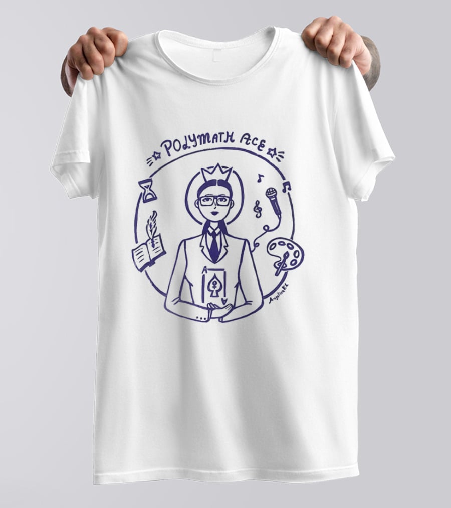 Polymath Ace Person With Hourglass Book Microphone Palette T-Shirt