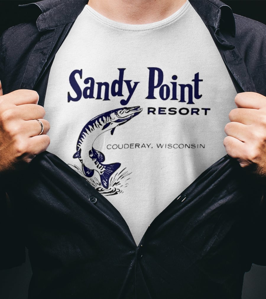 Sandy Point Resort Couderay Wisconsin Jumping Fish T-Shirt