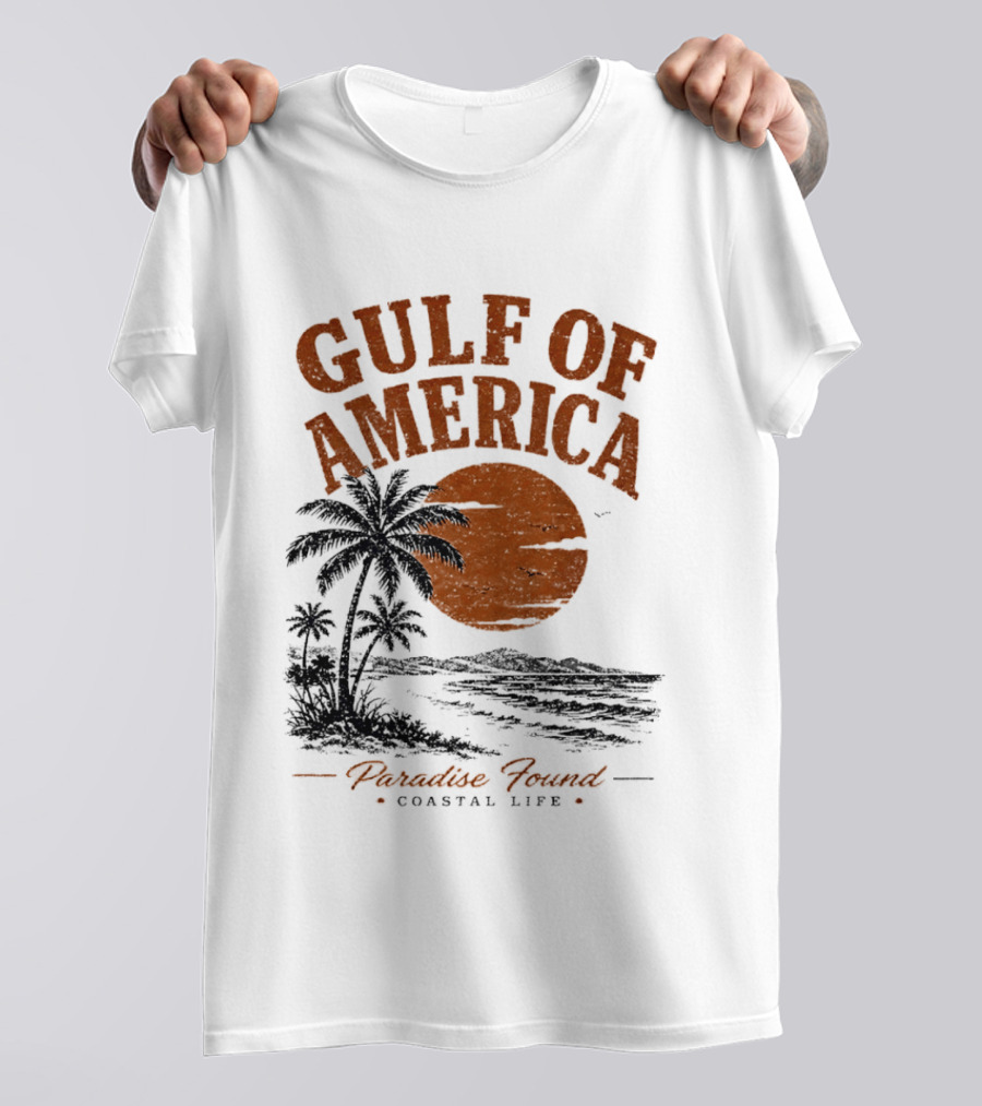 Gulf Of America Paradise Found Coastal Life Palm Sunset T-Shirt