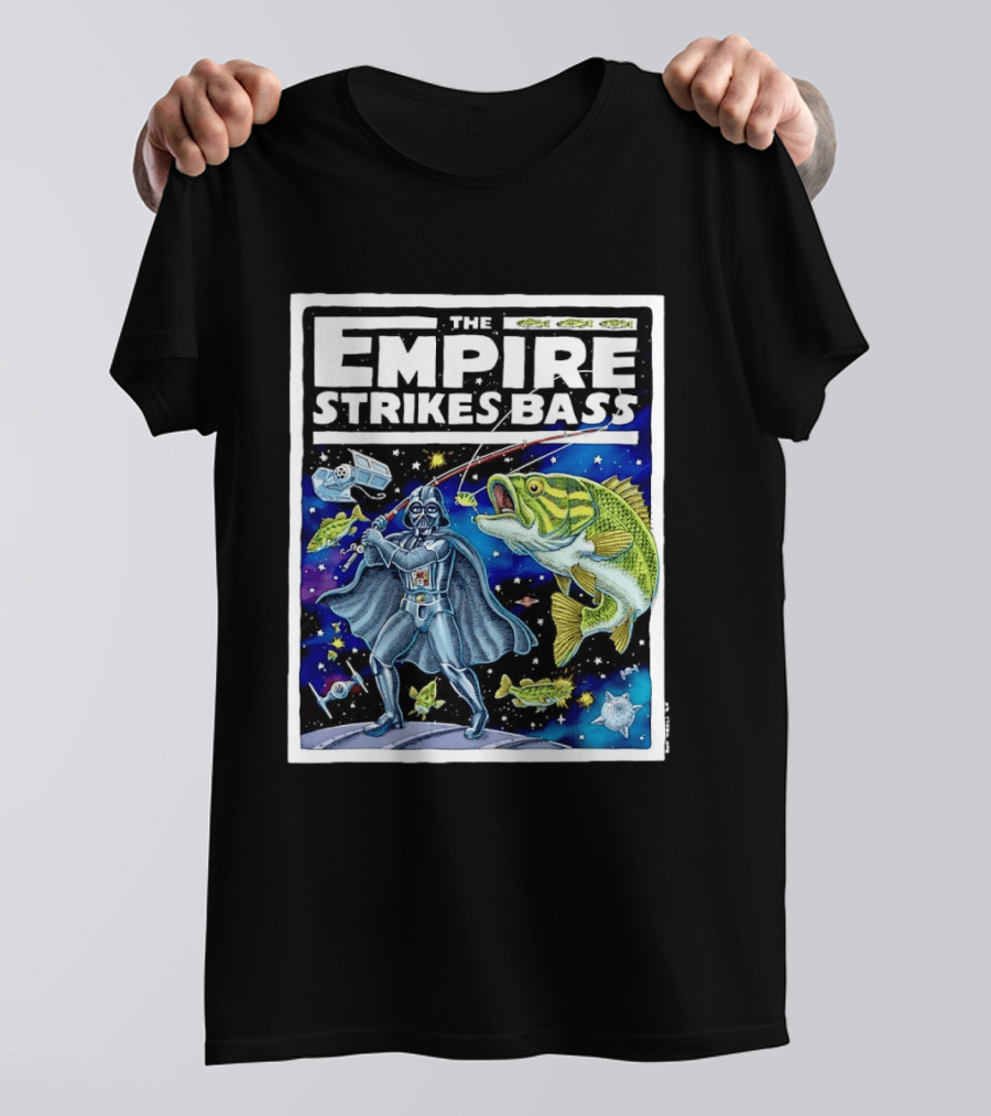 The Empire Strikes Bass Darth Vader Fishing Space Adventure T-Shirt