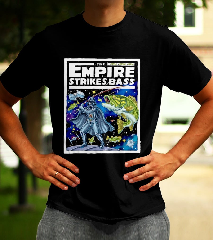 The Empire Strikes Bass Darth Vader Fishing Space Adventure T-Shirt