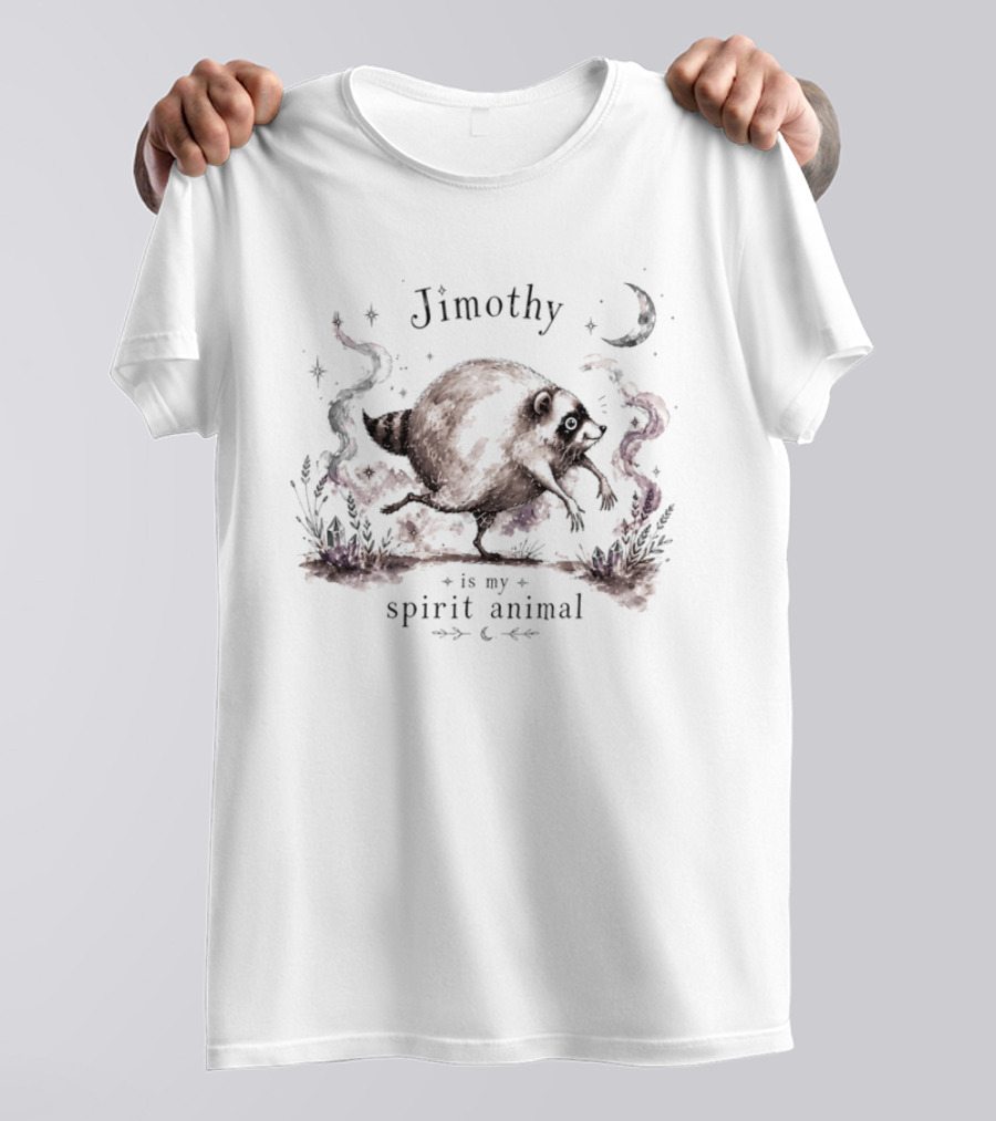 Jimothy Is My Spirit Animal Raccoon Celestial Moon Stars T-Shirt