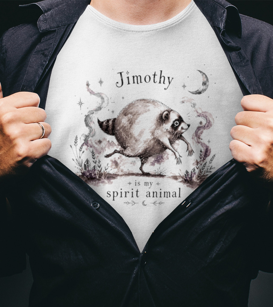 Jimothy Is My Spirit Animal Raccoon Celestial Moon Stars T-Shirt