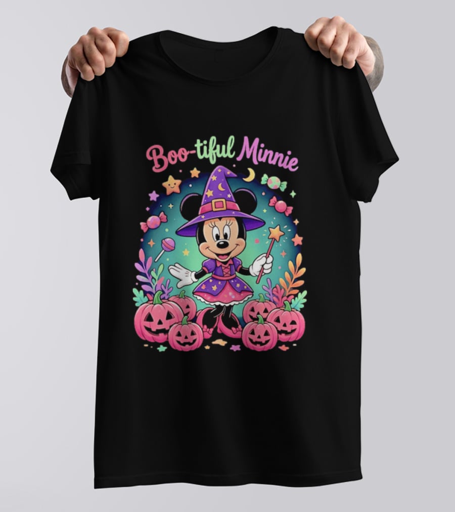 Boo Tiful Minnie Halloween Pumpkin Witch Disney Magic T-Shirt