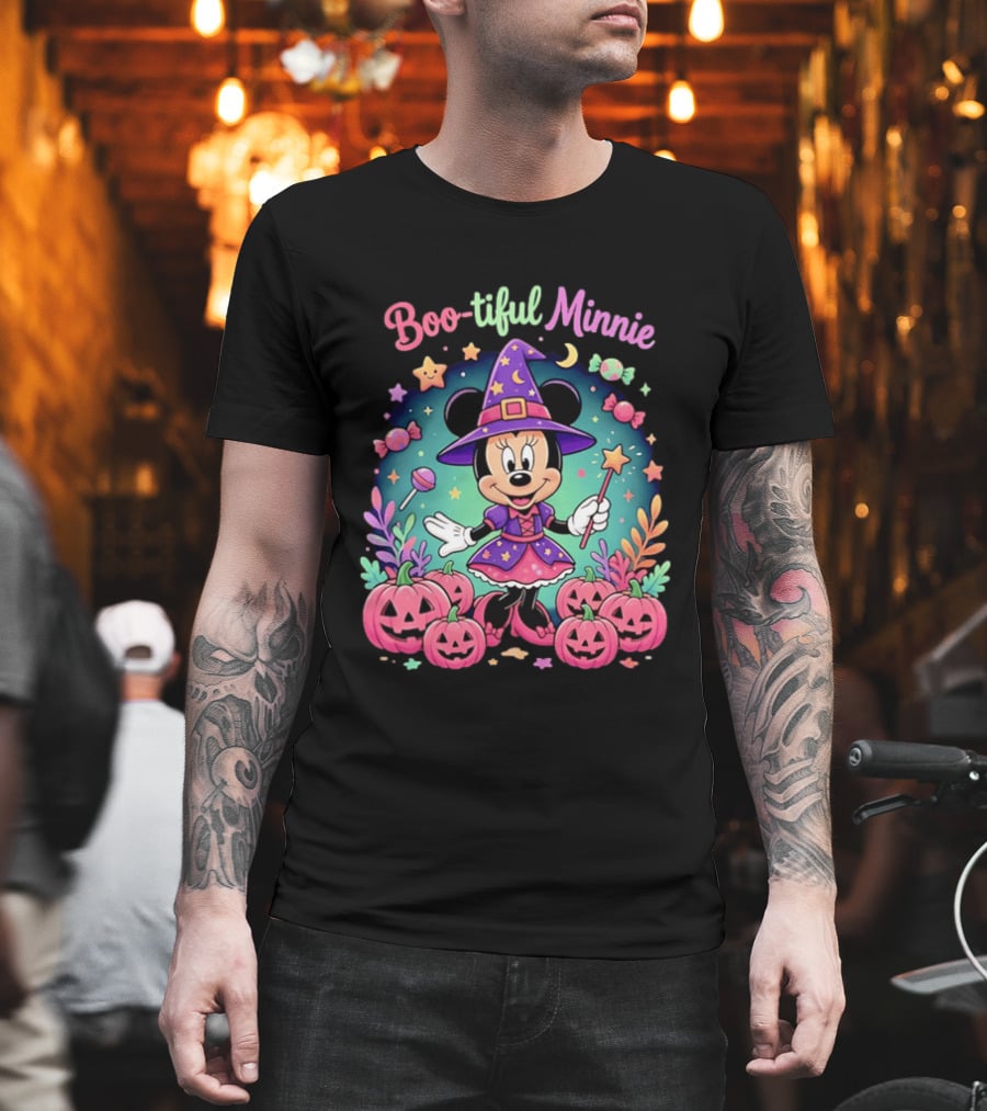 Boo Tiful Minnie Halloween Pumpkin Witch Disney Magic T-Shirt