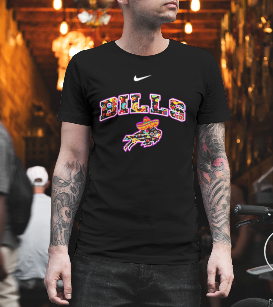 Buffalo Bills Fiesta Floral Pattern Nike Logo Hispanic Heritage Celebration T-Shirt