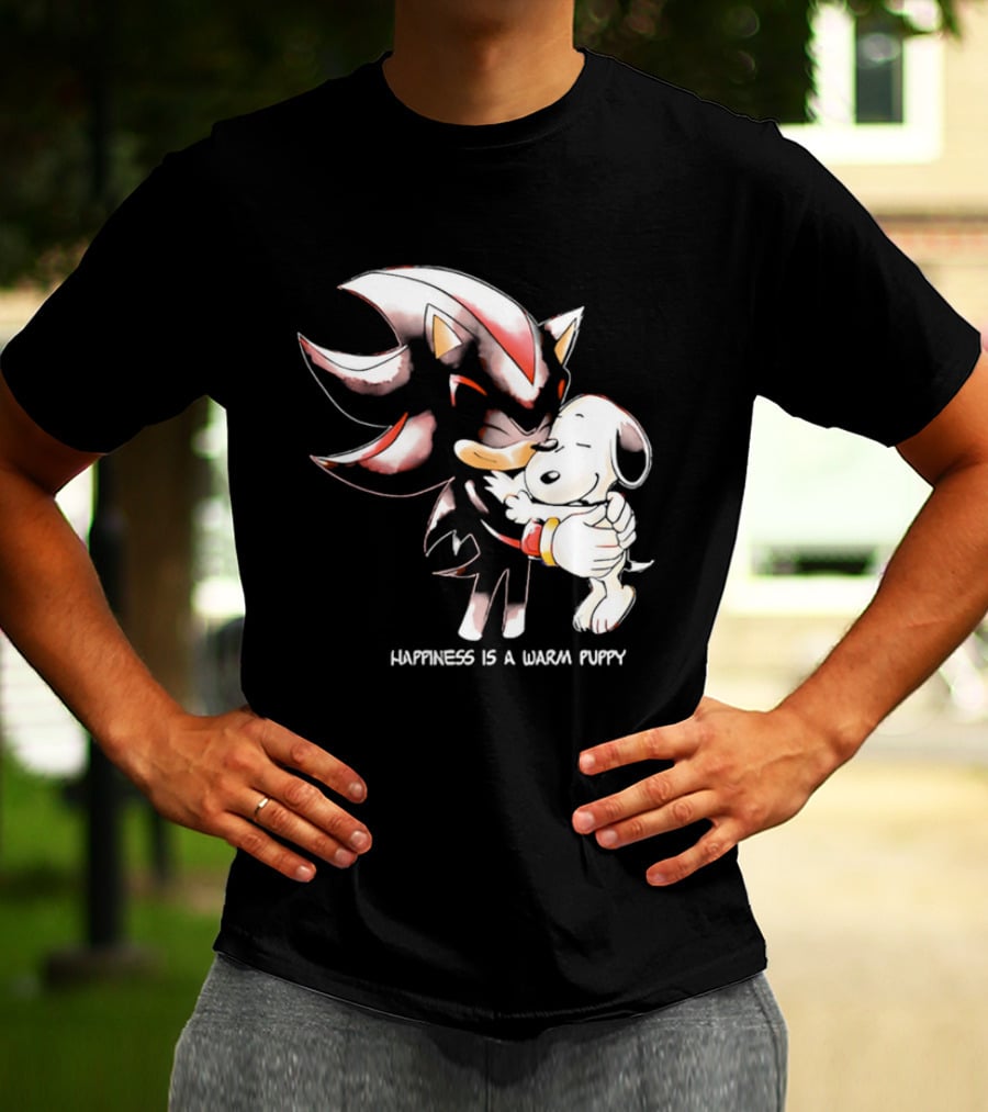 Happiness Is A Warm Puppy Shadow The Hedgehog Embrace T-Shirt