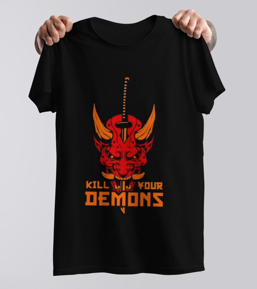Kill Your Demons Oni Mask Samurai Sword T-Shirt