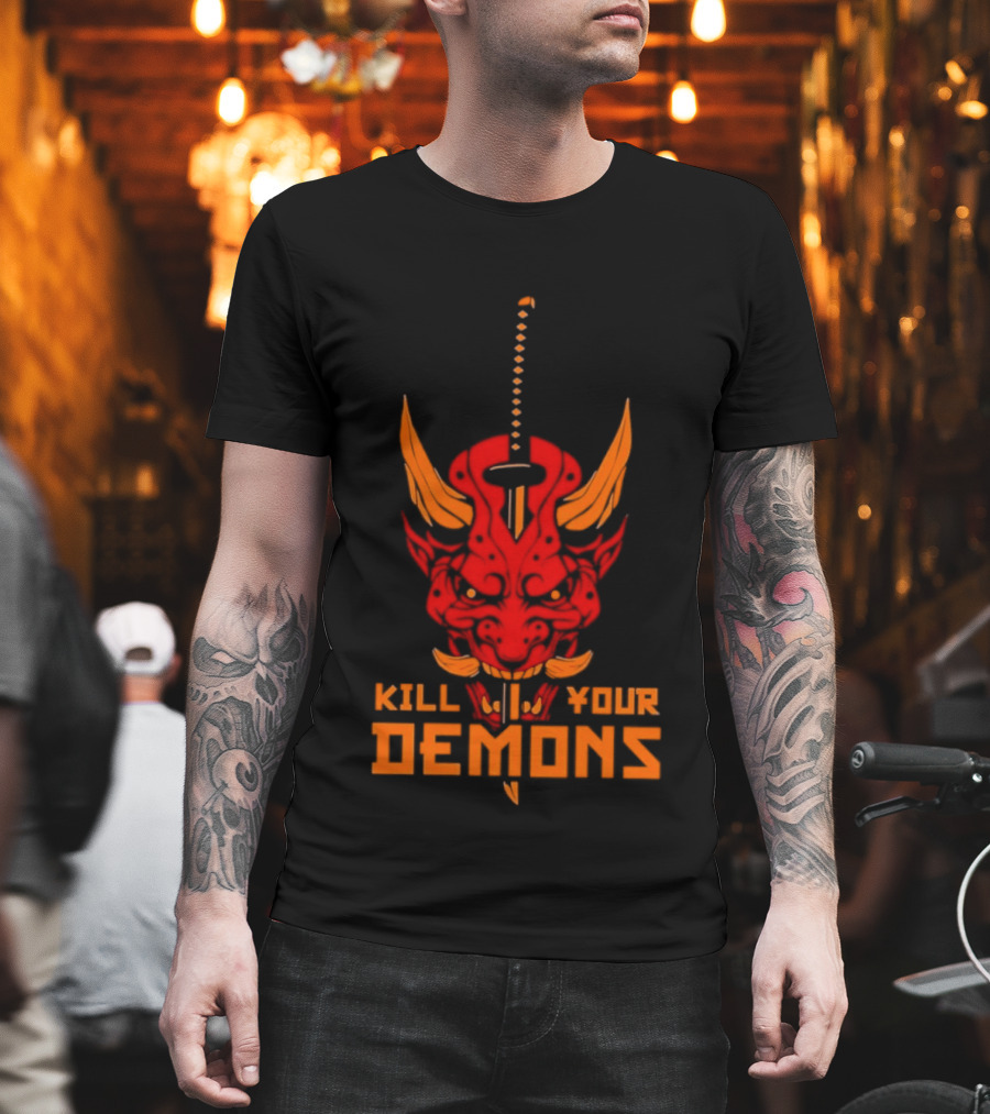 Kill Your Demons Oni Mask Samurai Sword T-Shirt