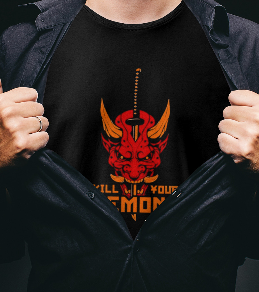 Kill Your Demons Oni Mask Samurai Sword T-Shirt