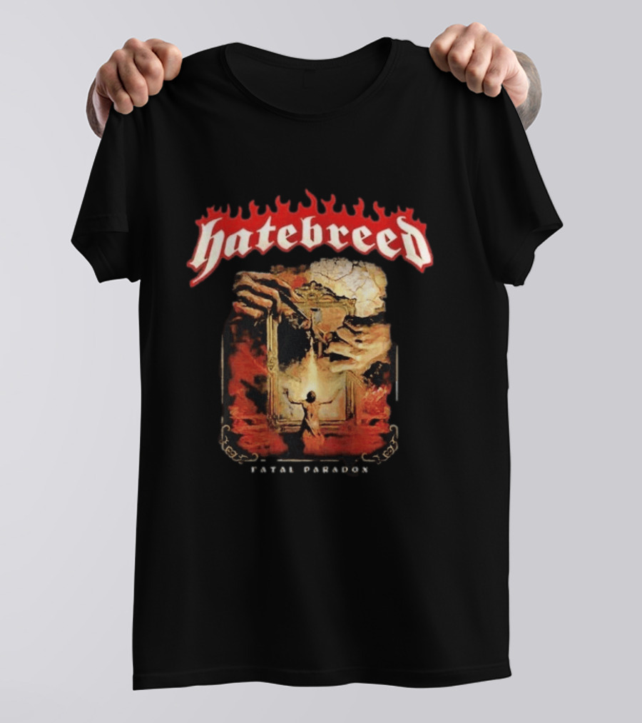 Hatebreed Fatal Paradox Fiery Artwork With Hands And Figure T-Shirt