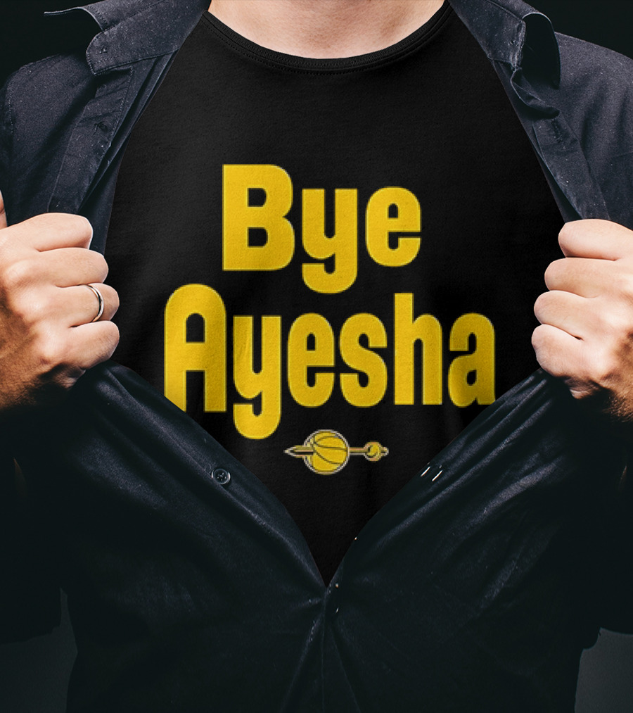 Bye Ayesha Basketball Team Yellow Text With Ball And Hoop T-Shirt