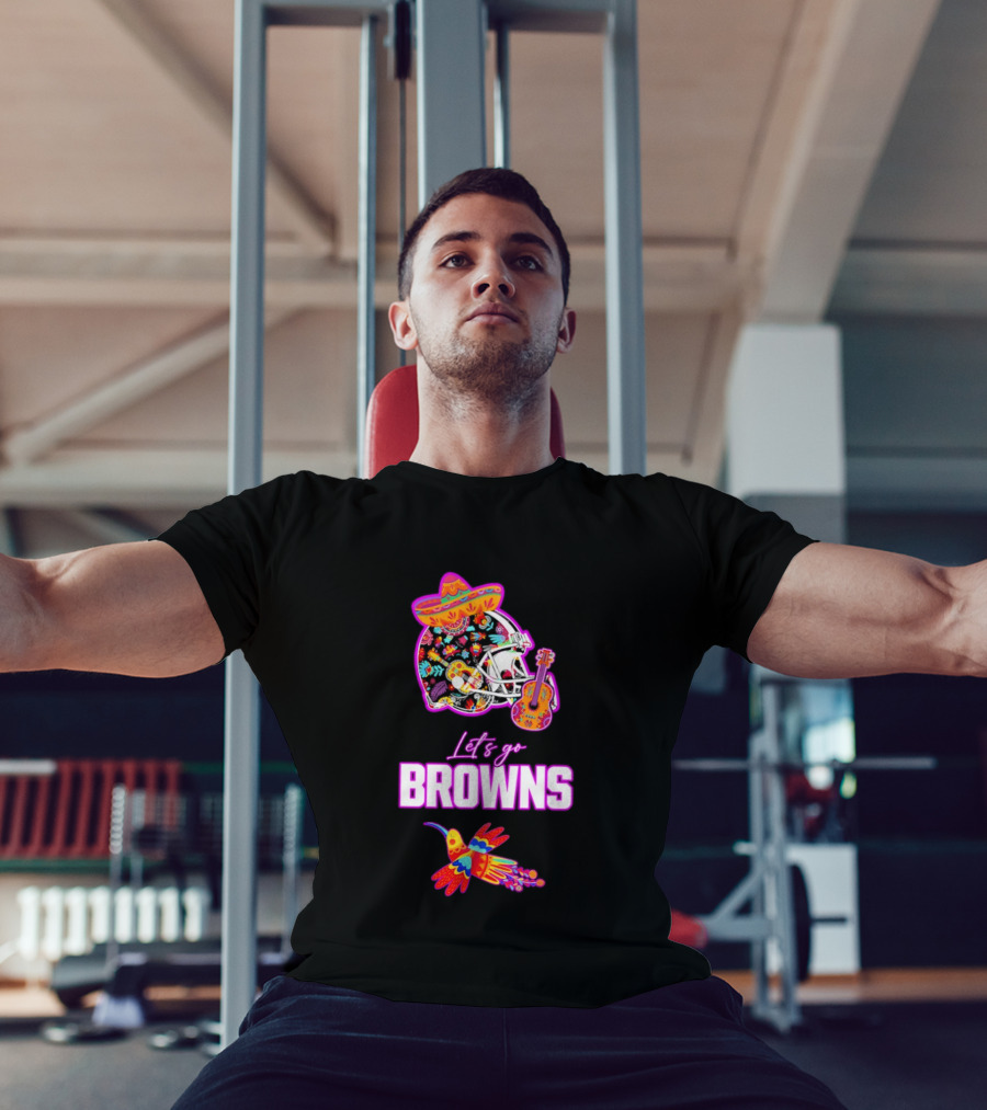 Let's Go Browns Fiesta Mexican Folk Art With Hummingbird And Sombrero T-Shirt