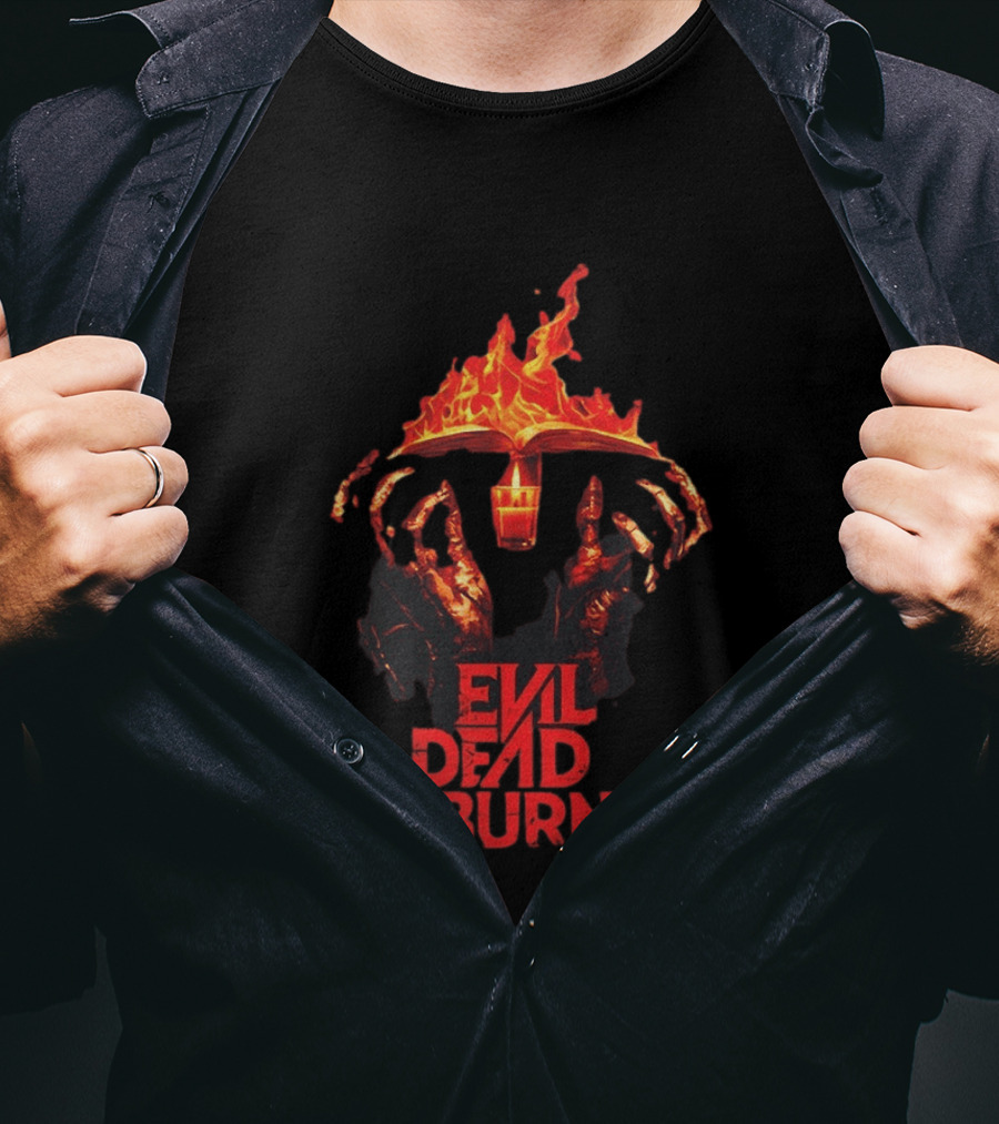 Evil Dead Burn Flaming Book Horror Visuals T-Shirt