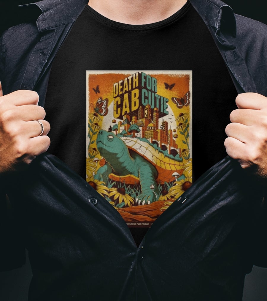 Death Cab For Cutie Merriweather Post Pavilion 7 21 2026 Columbia MD Art Butterflies Turtle Sunflowers T-Shirt