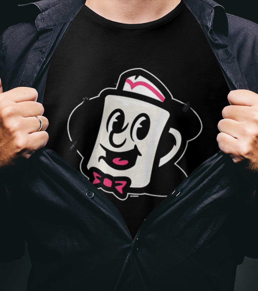 Diner Coffee Cup Cartoon With Smile And Bowtie T-Shirt