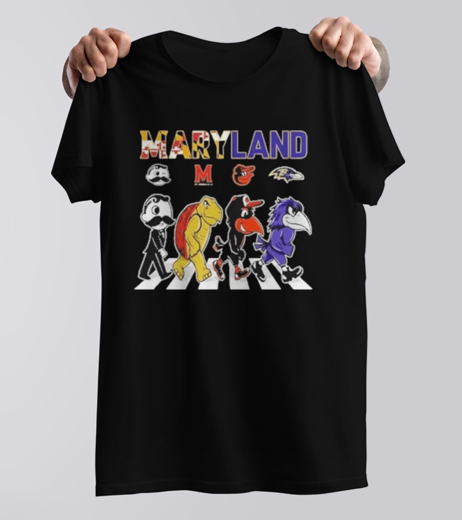 Maryland Sports Mascots Abbey Road Terrapin Oriole Raven Historical Sports Teams T-Shirt