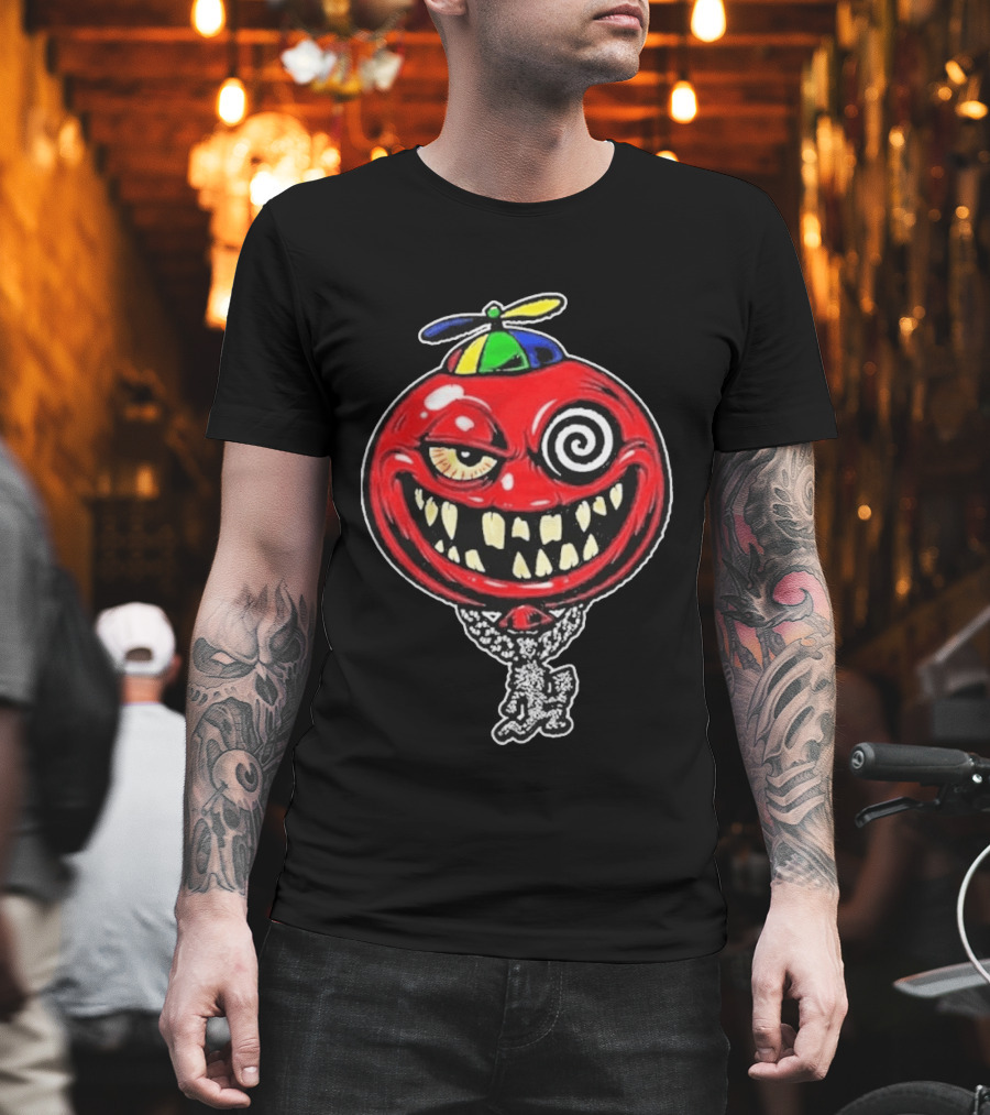 Insane Clown Posse Wakko The Kidd Bizerker 187 Spiral Eyed Grinning Face Balloon With Propeller Hat T-Shirt