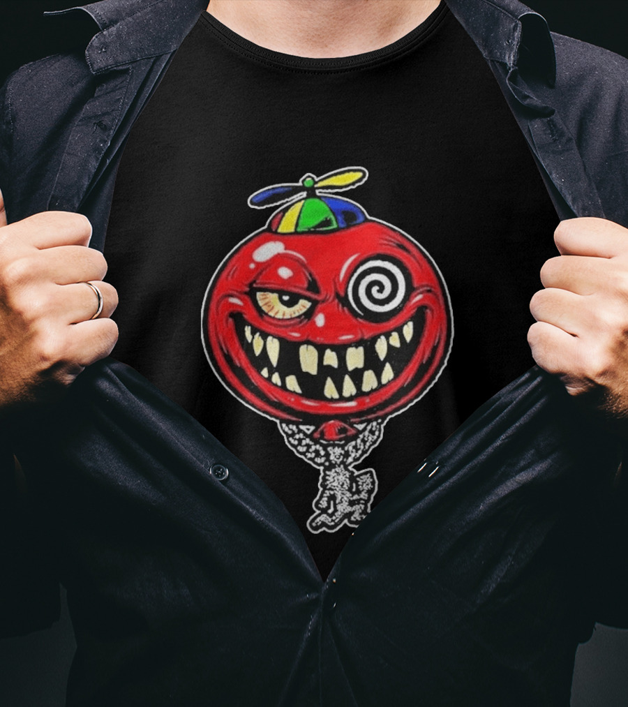 Insane Clown Posse Wakko The Kidd Bizerker 187 Spiral Eyed Grinning Face Balloon With Propeller Hat T-Shirt