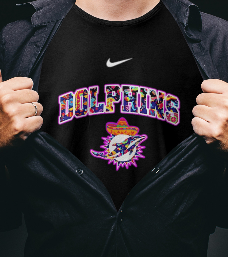 Nike Dolphins Hispanic Heritage Fiesta Florals Sombrero T-Shirt