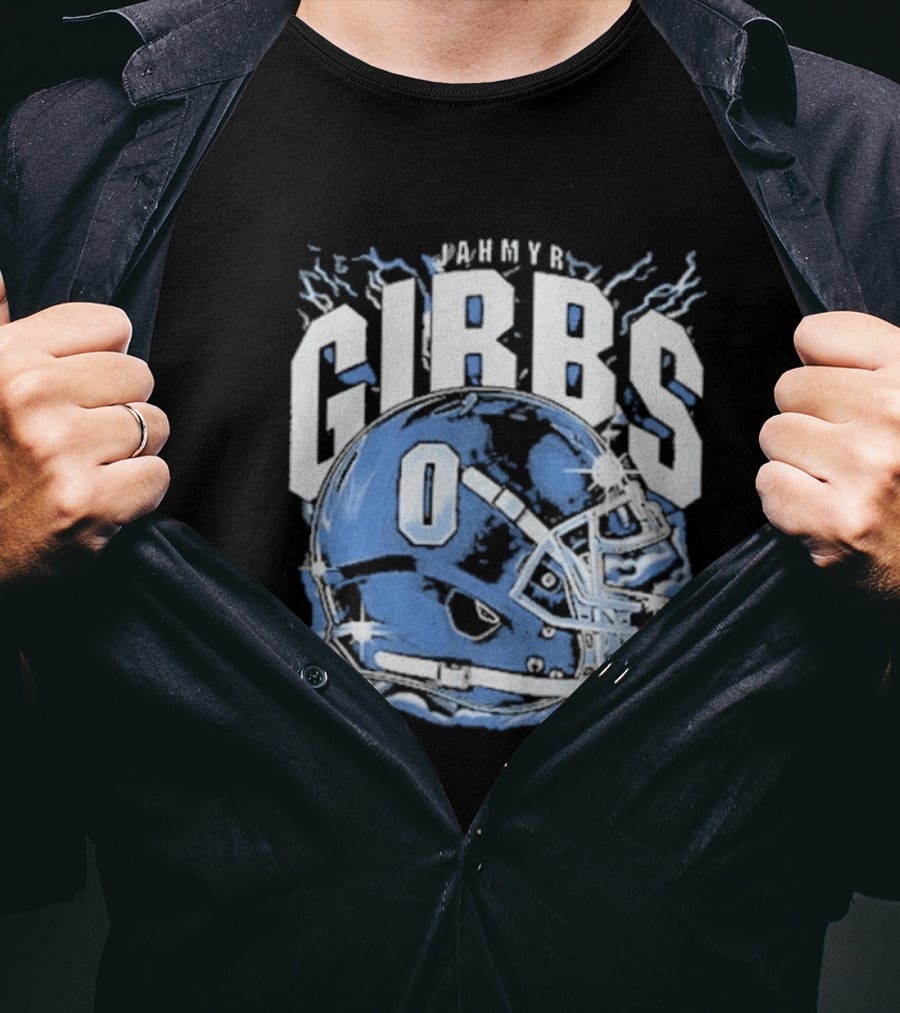 Jahmyr Gibbs Detroit Football Helmet Lions Number 0 T-Shirt