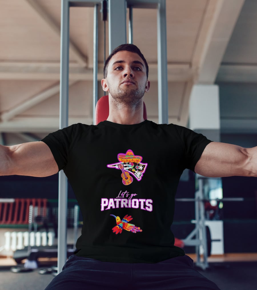 New England Patriots Let's Go Hispanic Heritage Fiesta Mexican Sombrero Guitar Hummingbird T-Shirt