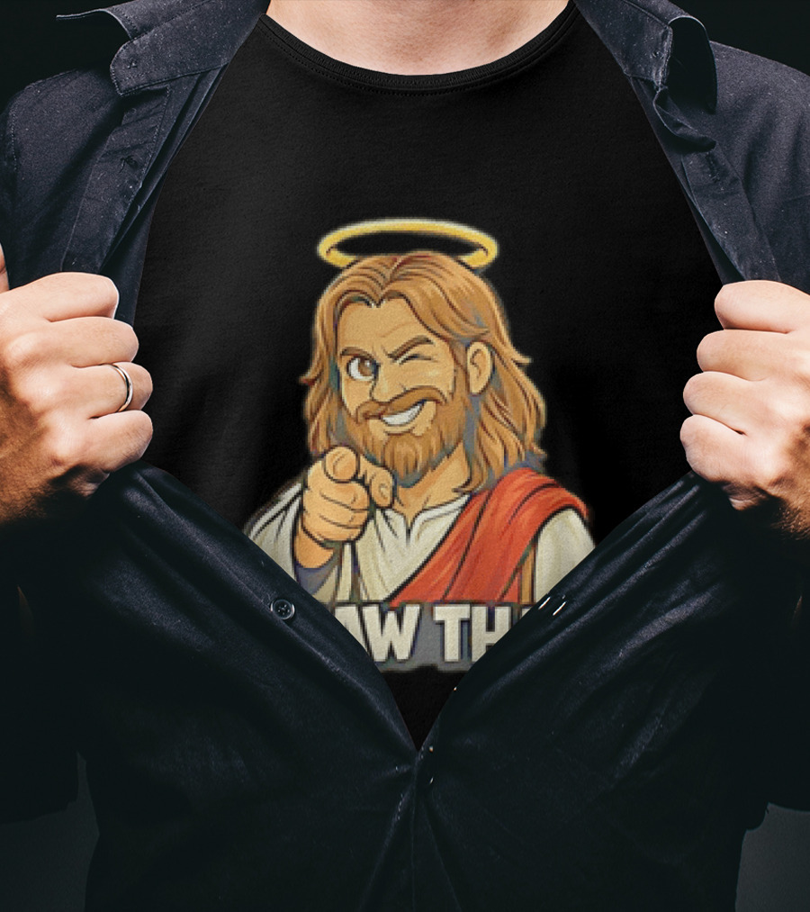 Jesus Winking Pointing I Saw That Halo Robe T-Shirt