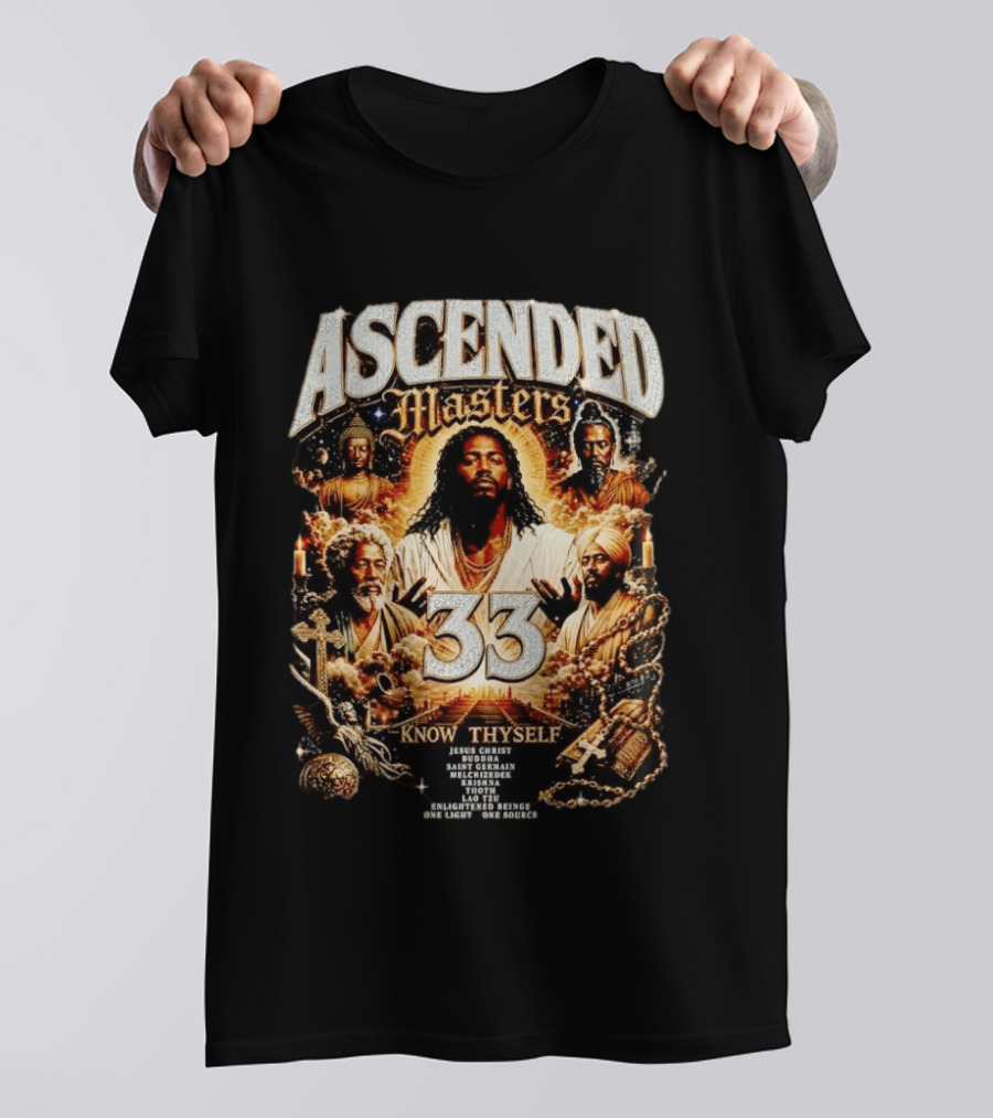 Ascended Masters 33 Jesus Christ Buddha Saint Germain Know Thyself Spiritual Enlightenment Vision T-Shirt