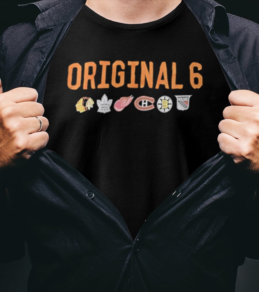 Original 6 NHL Chicago Blackhawks Toronto Maple Leafs Detroit Red Wings Montreal Canadiens Boston Bruins New York Rangers T-Shirt