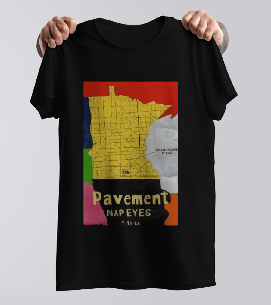 Pavement Nap Eyes Palace Theatre St Paul July 21 2026 Minnesota Map T-Shirt