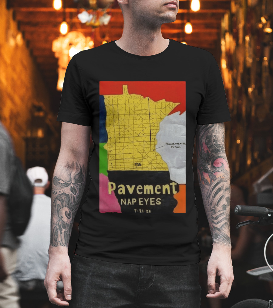 Pavement Nap Eyes Palace Theatre St Paul July 21 2026 Minnesota Map T-Shirt