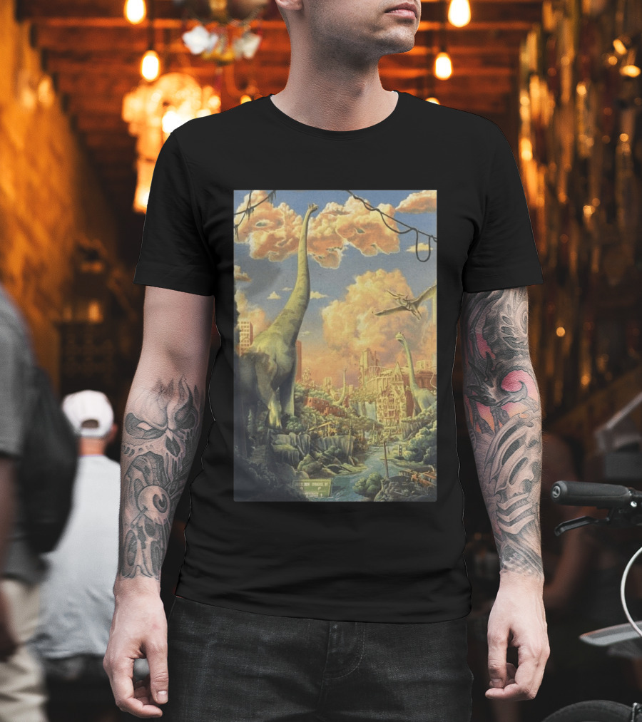 Phish July 21 2026 Syracuse New York Dinosaurs Cityscape T-Shirt