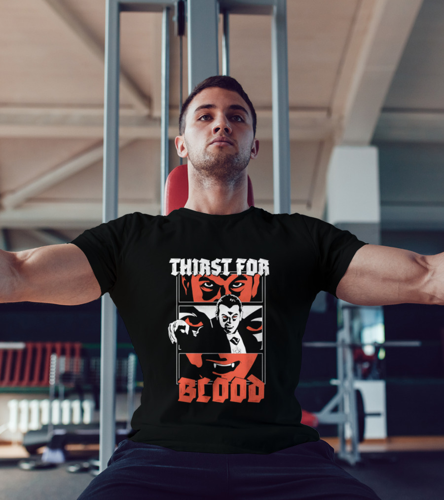 Thirst For Blood Vampire Horror Iconic Red Face T-Shirt